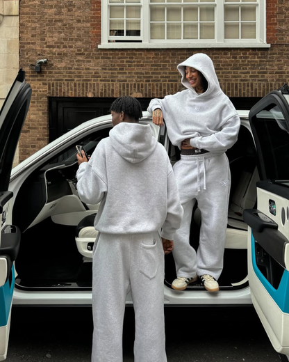 YG sweats in Heather Grey