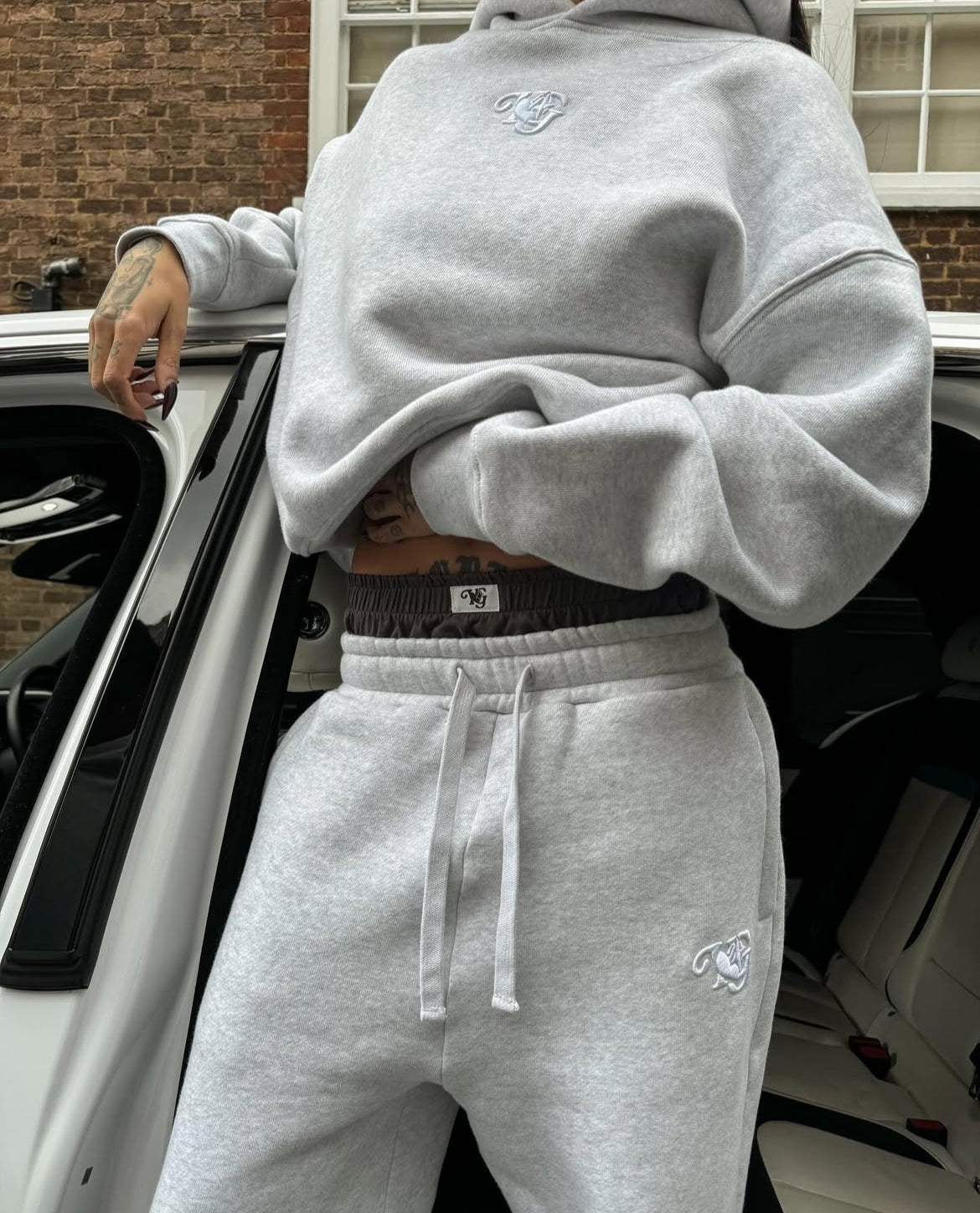 YG sweats in Heather Grey